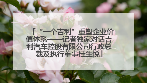 “一个吉利”重塑企业价值体系——记者独家对话吉利汽车控股有限公司行政总裁及执行董事桂生悦