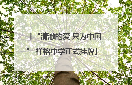 “清澈的爱 只为中国” 祥榕中学正式挂牌
