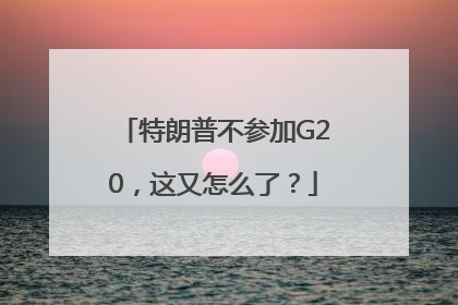 特朗普不参加G20，这又怎么了？