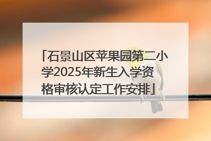 石景山区苹果园第二小学2025年新生入学资格审核认定工作安排