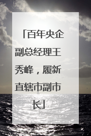 百年央企副总经理王秀峰，履新直辖市副市长