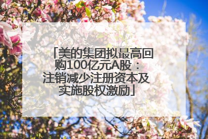 美的集团拟最高回购100亿元A股：注销减少注册资本及实施股权激励