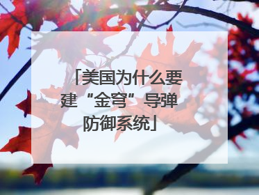 美国为什么要建“金穹”导弹防御系统