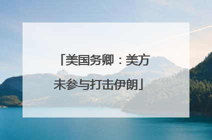 美国务卿：美方未参与打击伊朗