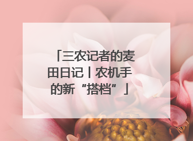 三农记者的麦田日记丨农机手的新“搭档”