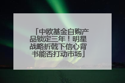中欧基金自购产品锁定三年！明星战略折戟下信心背书能否打动市场