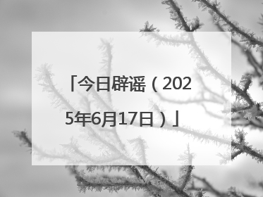 今日辟谣（2025年6月17日）