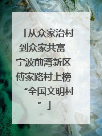从众家治村到众家共富 宁波前湾新区傅家路村上榜“全国文明村”