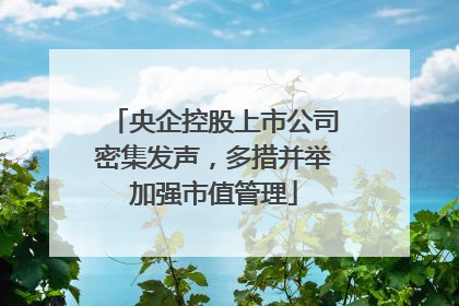 央企控股上市公司密集发声，多措并举加强市值管理