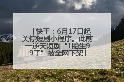 快手：6月17日起关停短剧小程序。此前一逆天短剧“1胎生99子”被全网下架