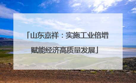 山东嘉祥：实施工业倍增 赋能经济高质量发展
