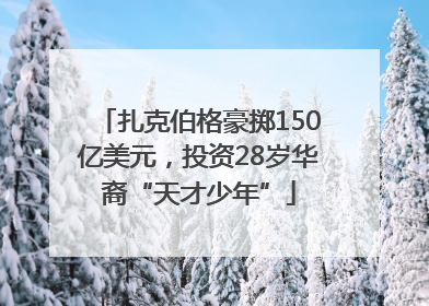 扎克伯格豪掷150亿美元，投资28岁华裔“天才少年”