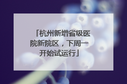 杭州新增省级医院新院区，下周一开始试运行