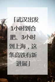 武汉出发1小时到合肥、3小时到上海，这条高铁有新进展