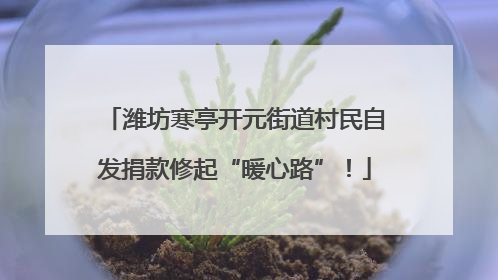 潍坊寒亭开元街道村民自发捐款修起“暖心路”！