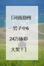 河南郑州一男子中624万体彩大奖！