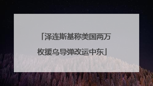 泽连斯基称美国两万枚援乌导弹改运中东