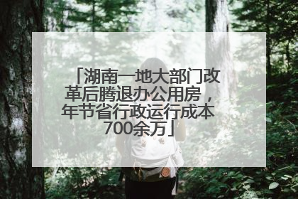 湖南一地大部门改革后腾退办公用房，年节省行政运行成本700余万