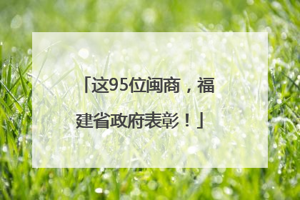 这95位闽商，福建省政府表彰！