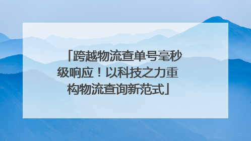 跨越物流查单号毫秒级响应！以科技之力重构物流查询新范式