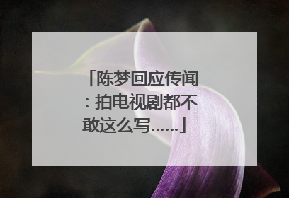 陈梦回应传闻：拍电视剧都不敢这么写……