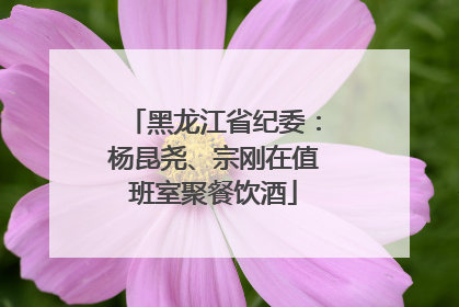 黑龙江省纪委：杨昆尧、宗刚在值班室聚餐饮酒
