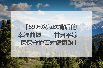 59万次就医背后的幸福曲线——甘肃平凉医保守护百姓健康路