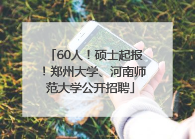 60人！硕士起报！郑州大学、河南师范大学公开招聘
